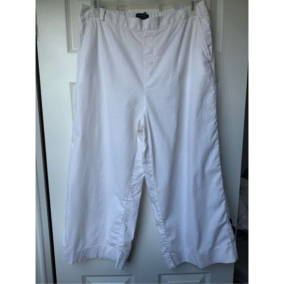 Banana Republic Rowan Wide-Leg Size 16 White Linen Blend Pull on Pants - Picture 1 of 3
